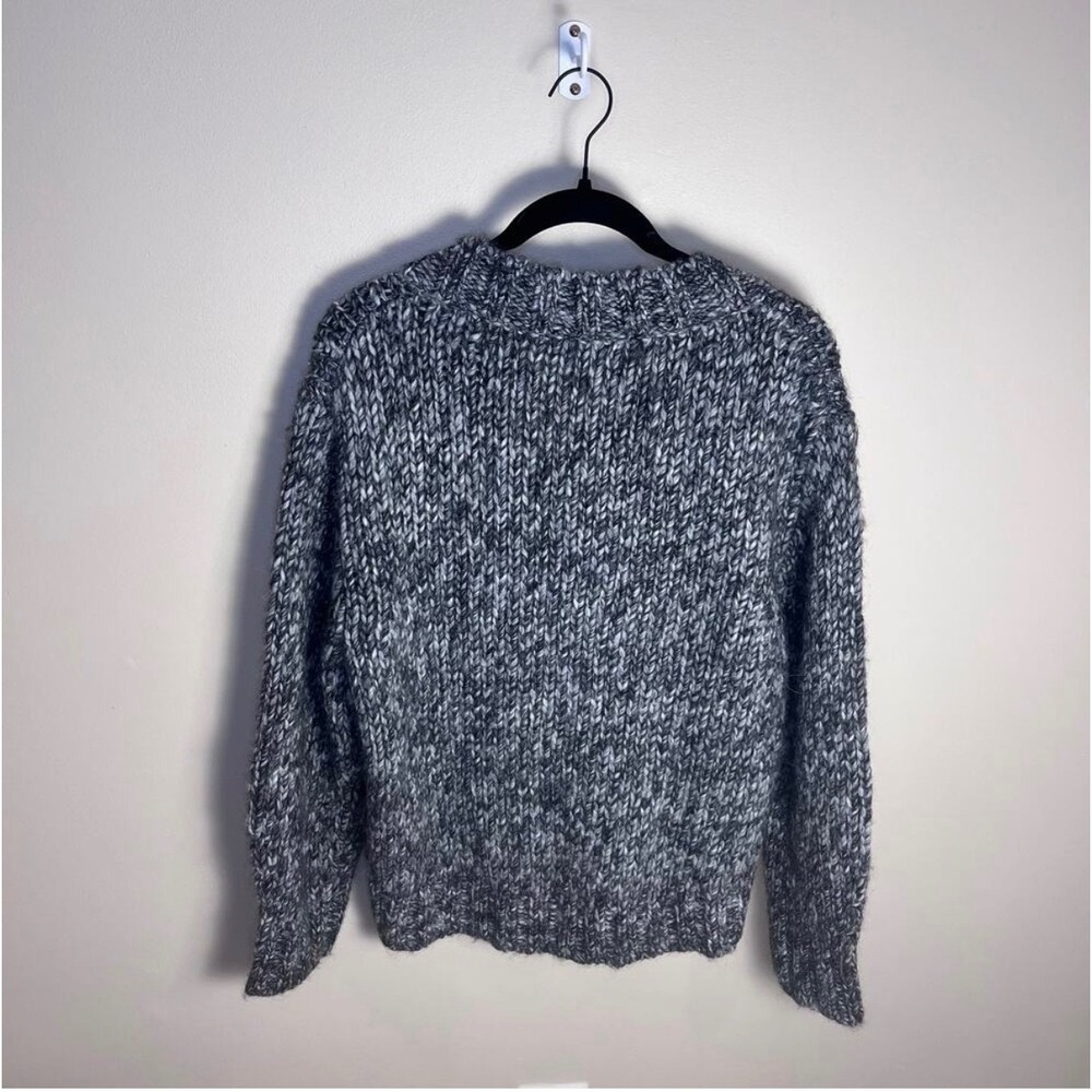 Madewell Sweater Women S Black White Italian Yarn Wool Alpaca V-Neck Marled Knit - Picture 7 of 7